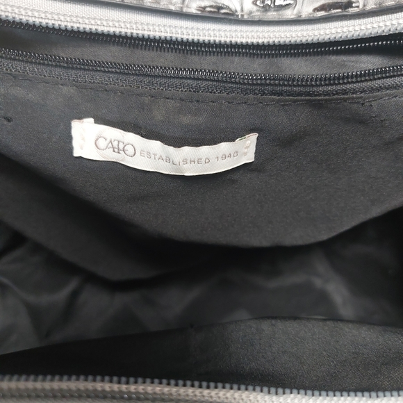 CATO Women's Faux Crocodile Print Large Fashion Gray and Black Handbag - Picture 8 of 15